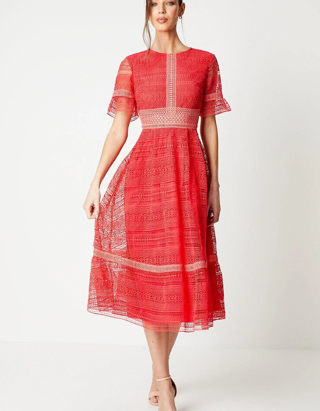 Lace Trim Detail Midi Dress, 6 of 5