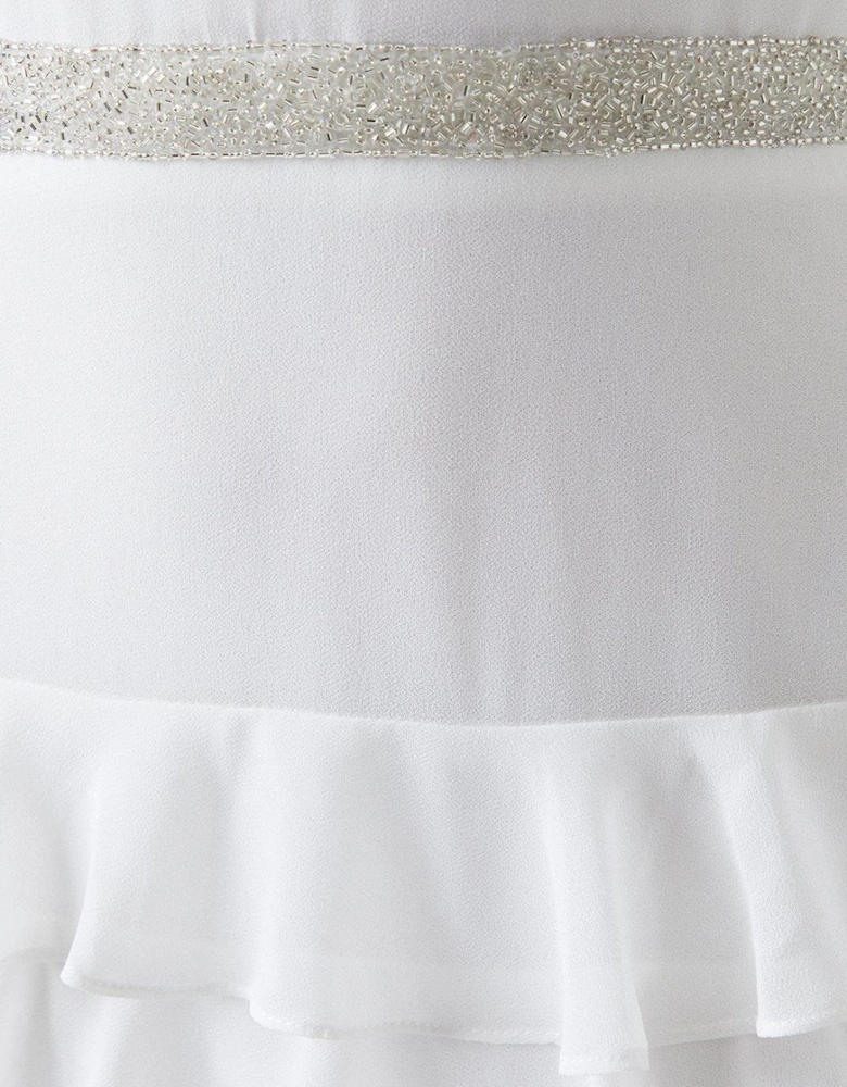 Tiered Cami Chiffon Wedding Dress With Gem Belt