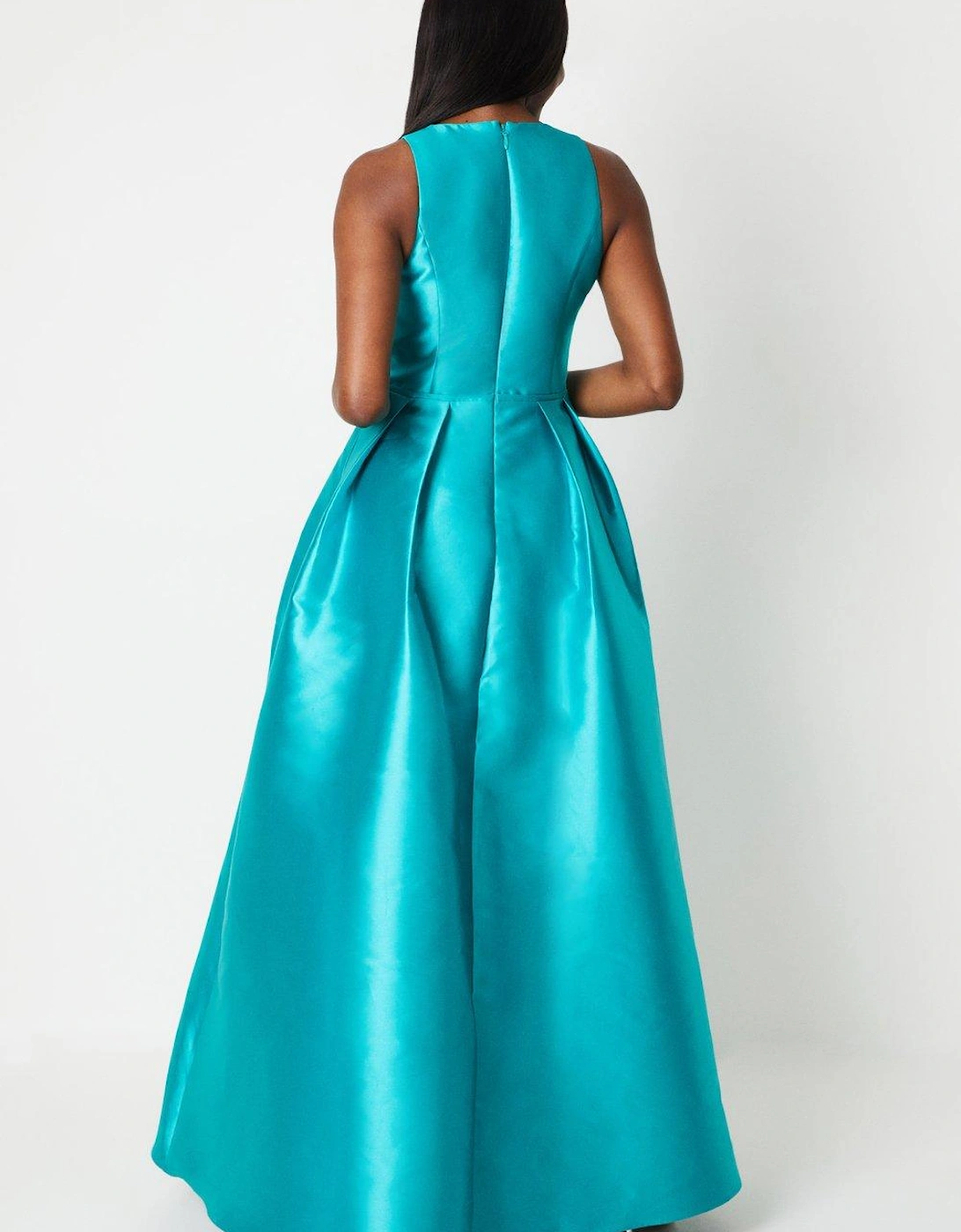 Plunge Neck Bow Waist Maxi Dress With Pockets