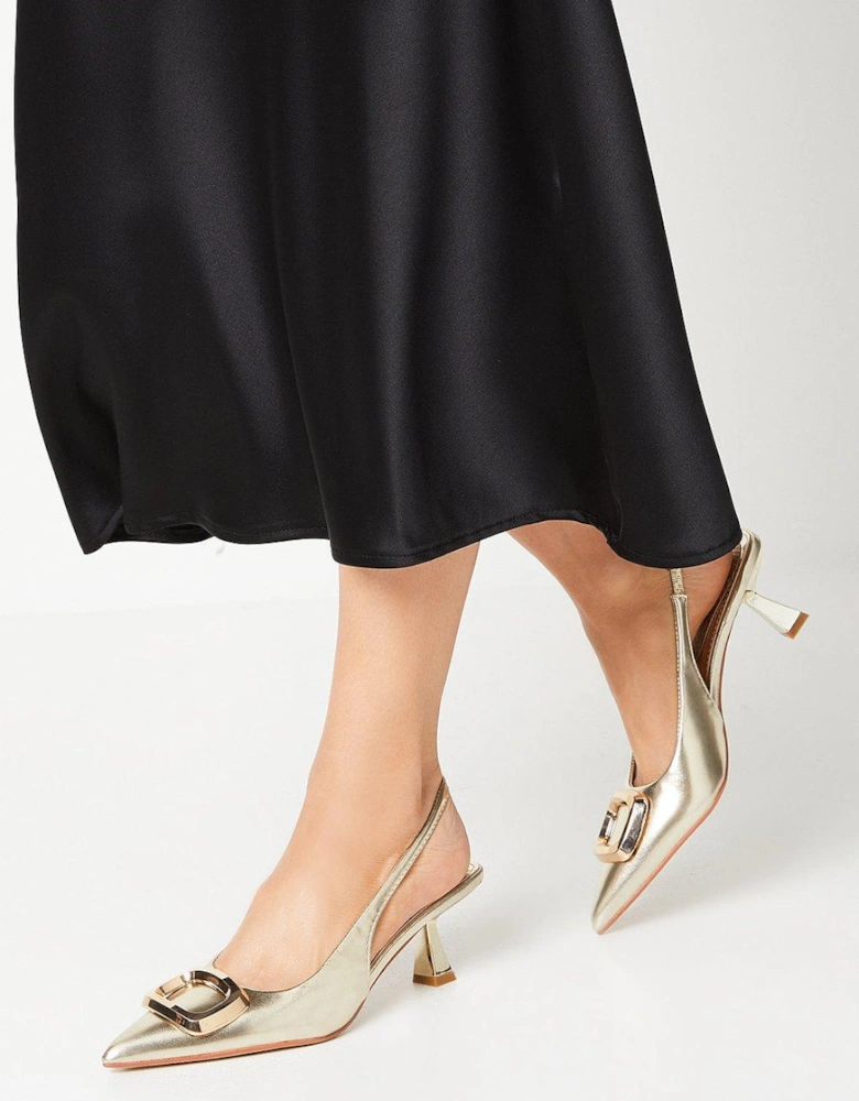 Sugar Brooch Detail Pointed Singback Stiletto Heeled Court Shoes