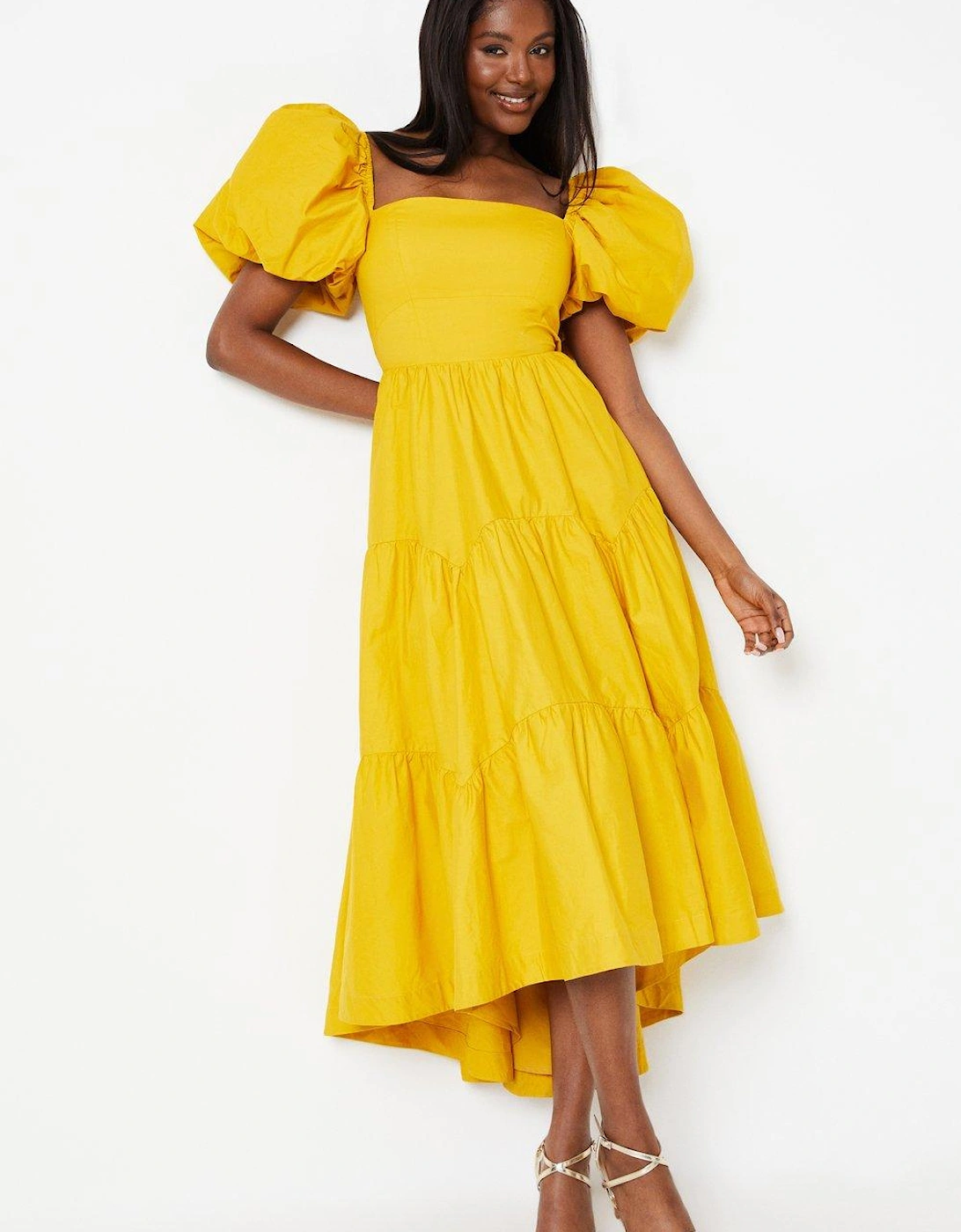 Puff Sleeve Tiered High Low Maxi Dress, 6 of 5