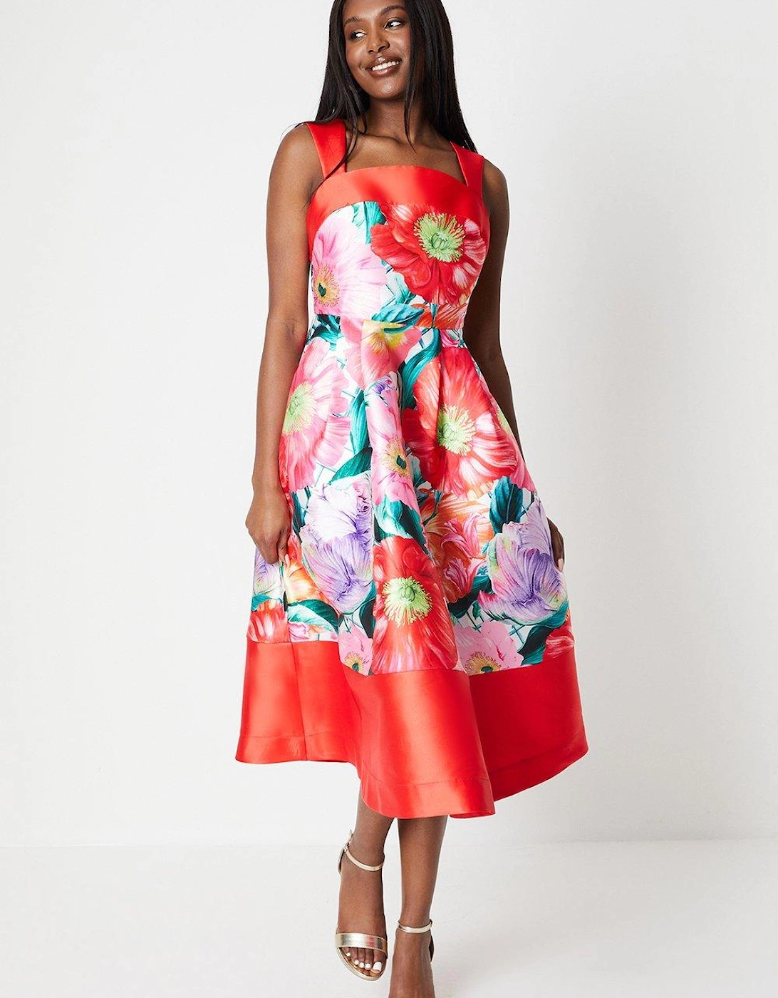 Twill Colour Block Printed Midi Dress, 6 of 5