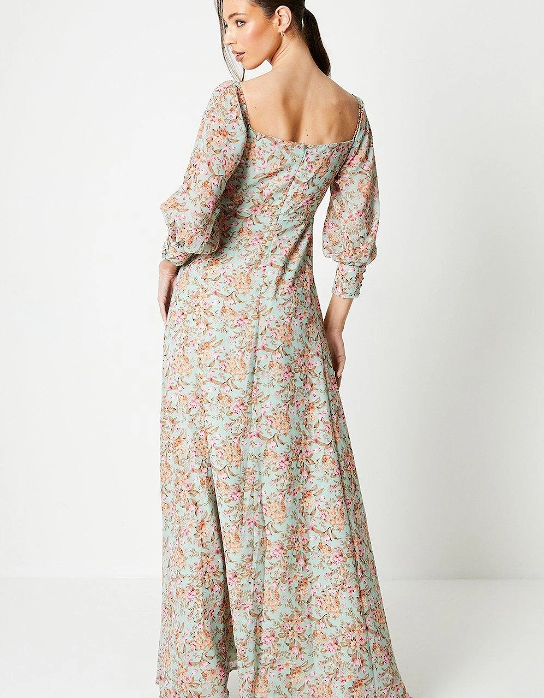 Meadow Floral Printed Bardot Maxi Dress