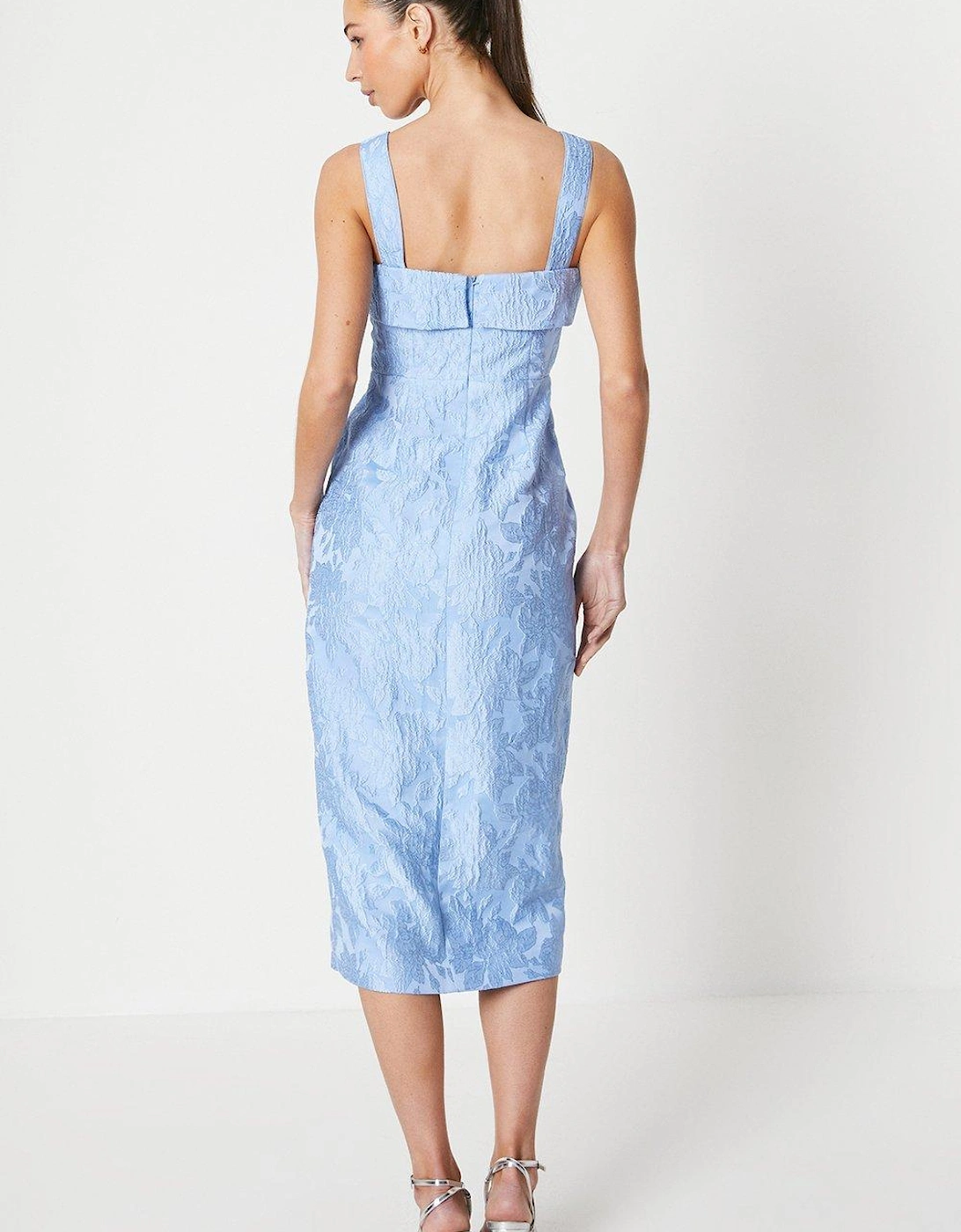 Fold Detail Wrap Skirt Jacquard Dress