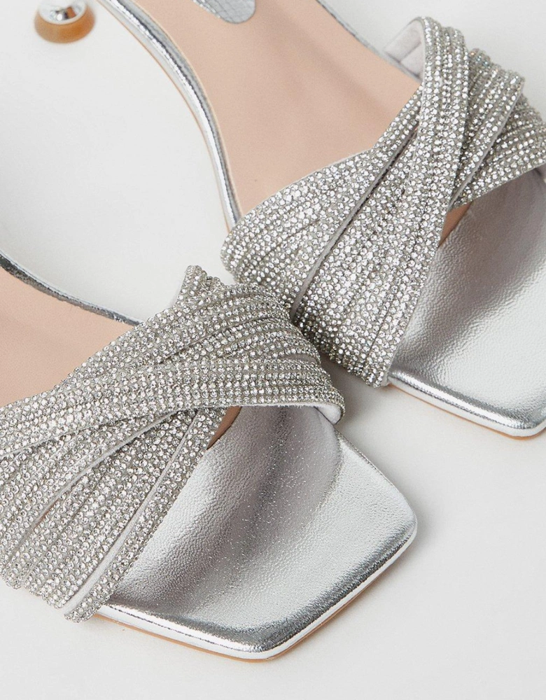 Tali Diamante Twisted Strap Mule Heeled Sandals