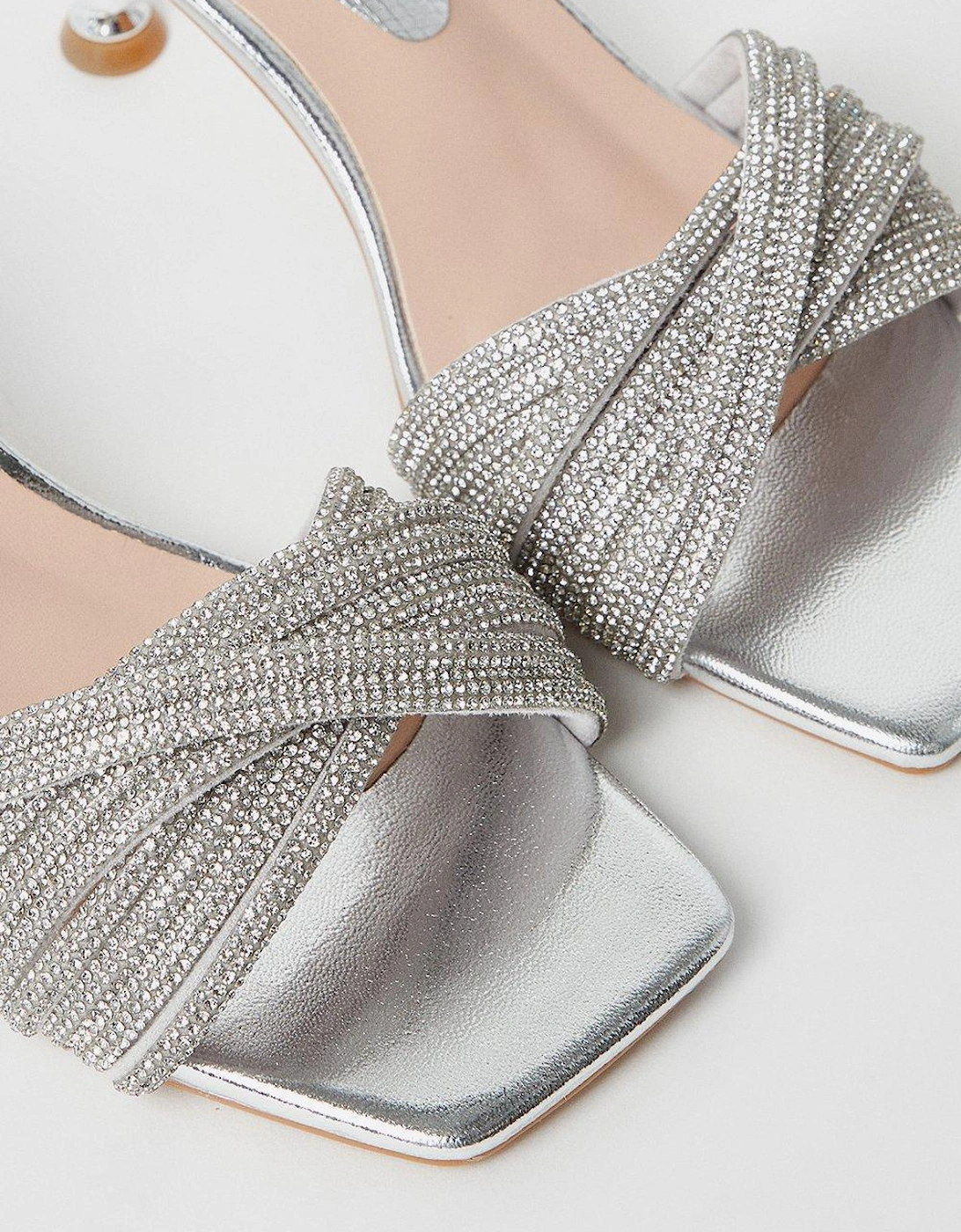 Tali Diamante Twisted Strap Mule Heeled Sandals