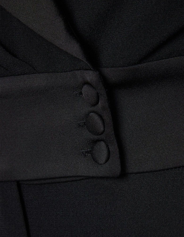 Chiffon Sleeve Wrap Front Tuxedo Jumpsuit