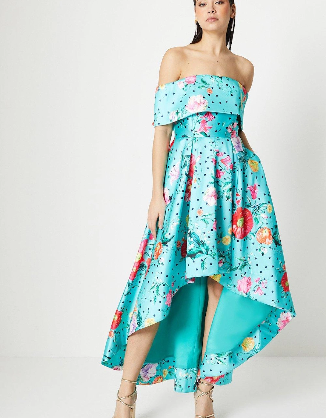 Bardot High Low Printed Twill Midi Dress, 6 of 5