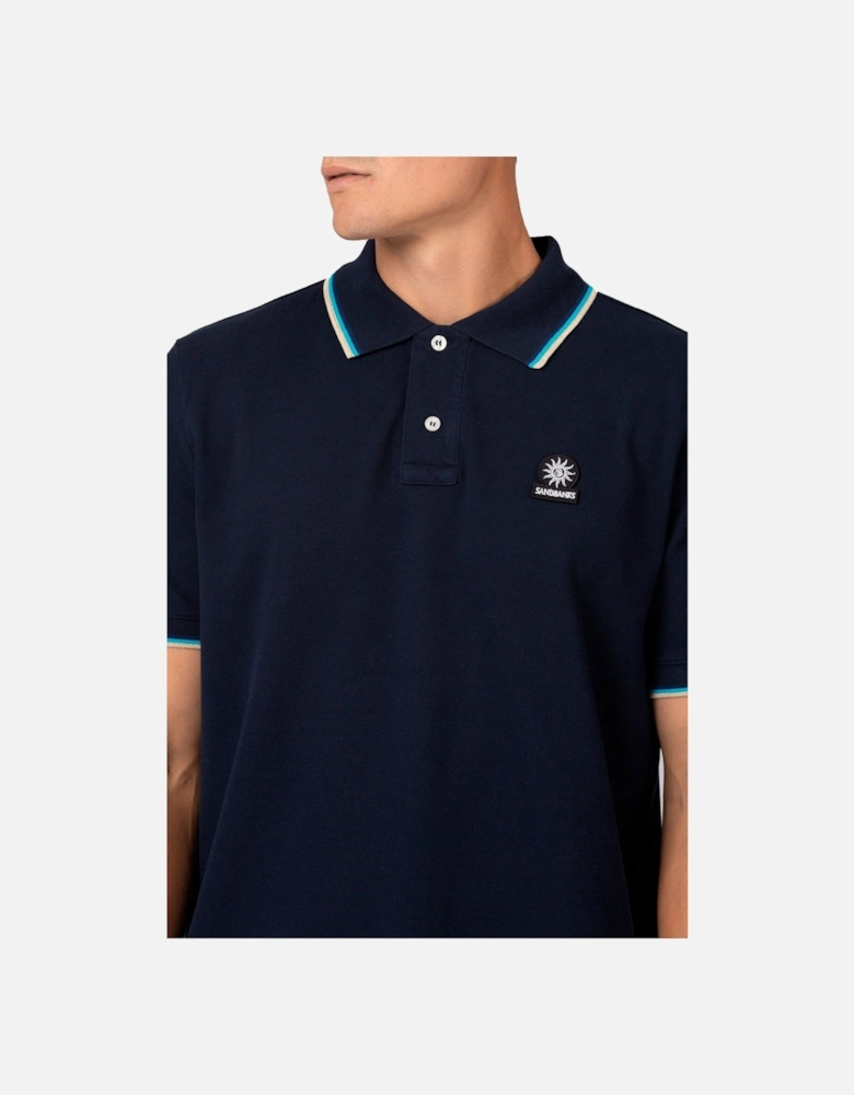 Badge Logo Tipped Sleeve Polo Shirt Navy