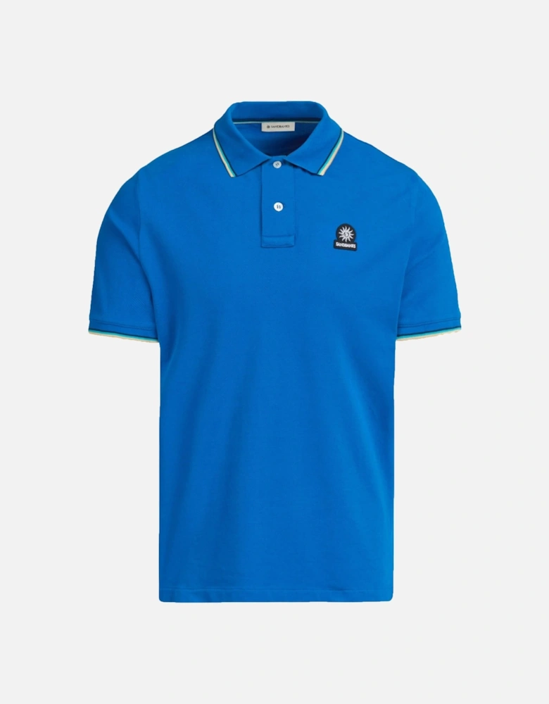 Badge Logo Tipped Sleeve Polo Shirt Nautical Blue