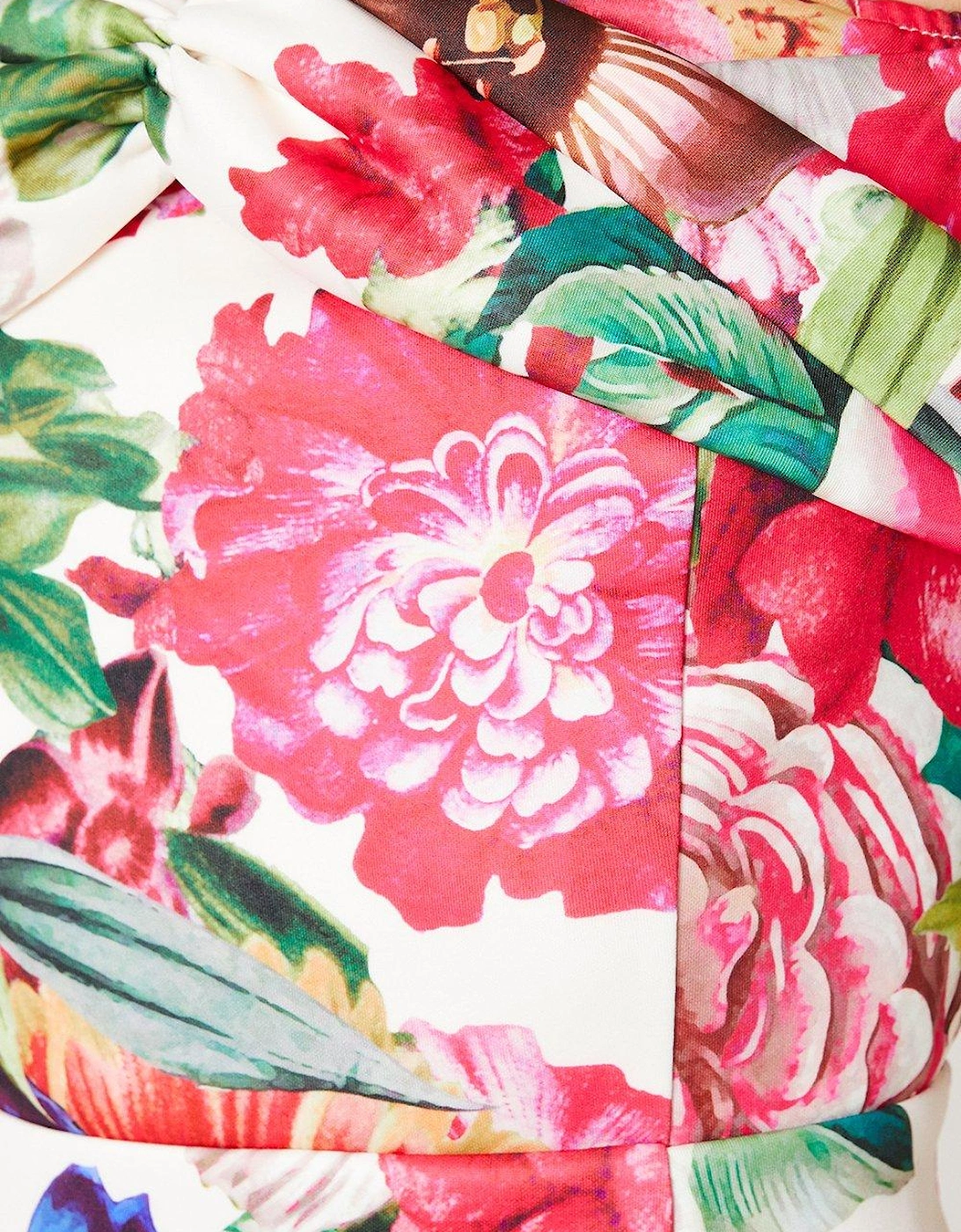 Petite Bardot Scuba Midi Dress In Floral Print