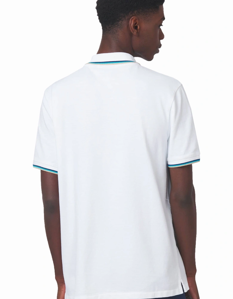 Badge Logo Tipped Sleeve Polo Shirt White