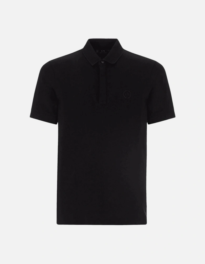 Pique Cotton Black Polo Shirt