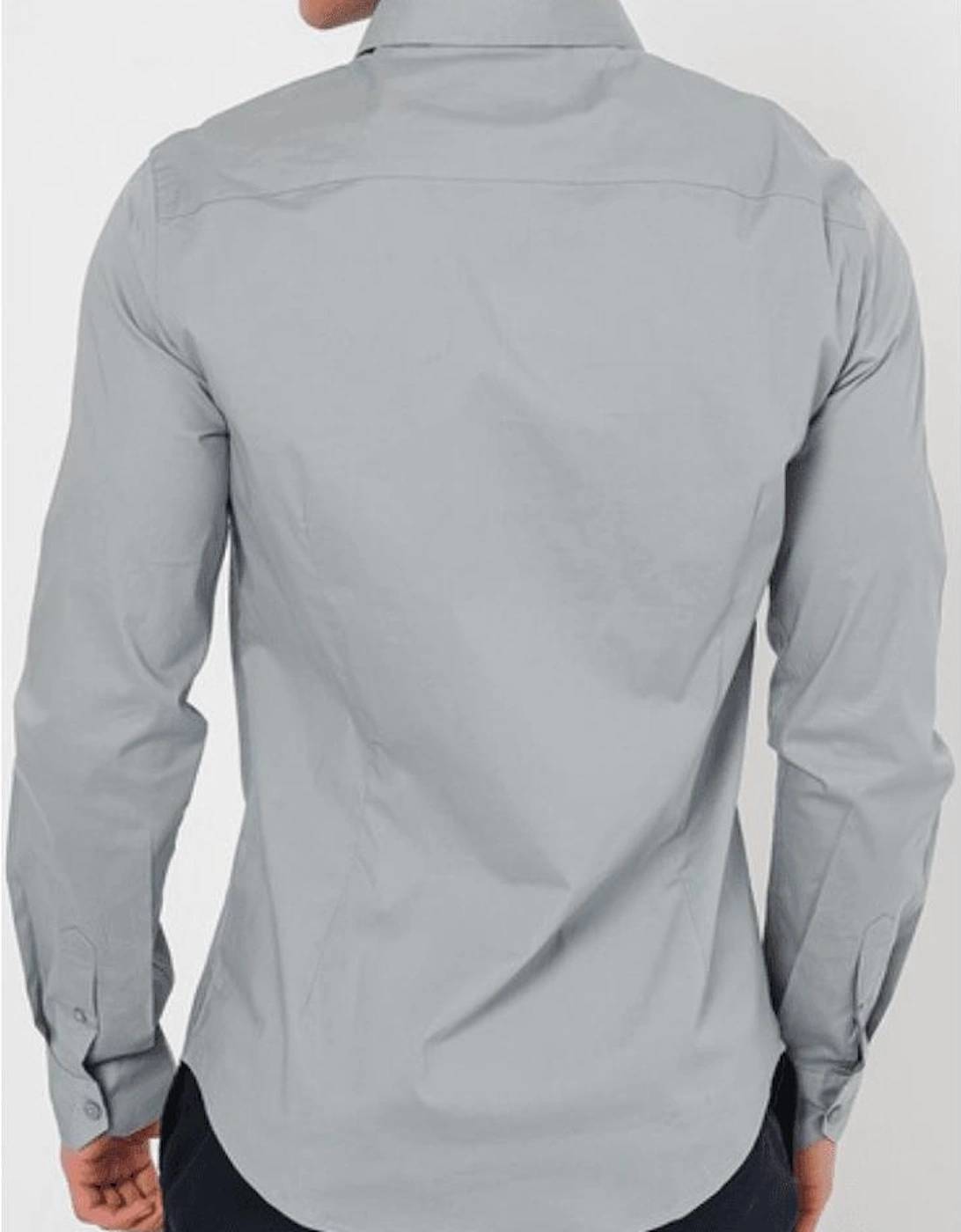 Print Logo Button Up Grey Shirt