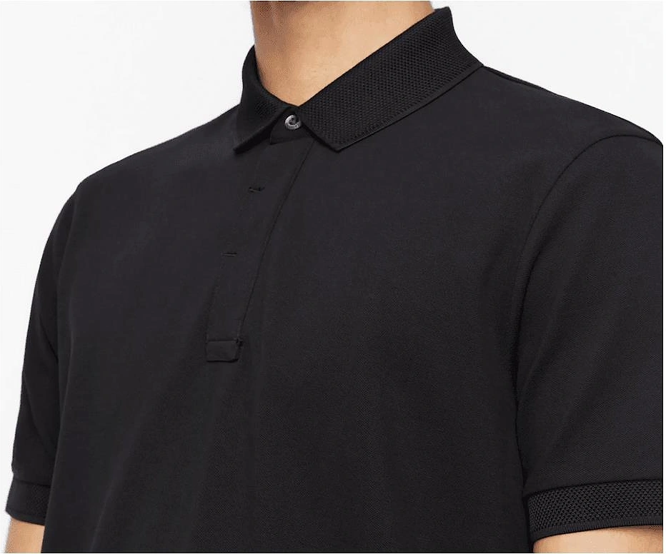 Pique Cotton Black Polo Shirt