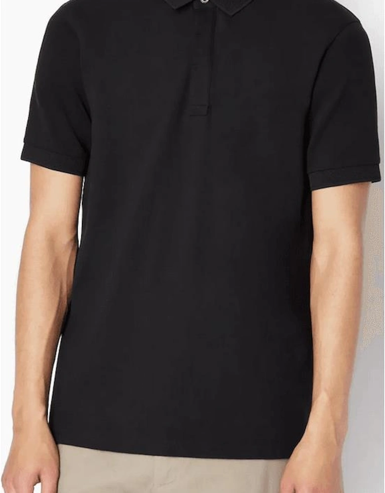 Pique Cotton Black Polo Shirt