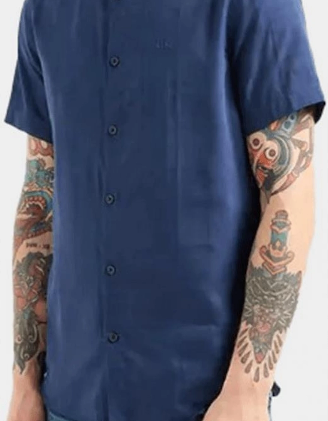 Cotton Short Sleeve Navy Shirt