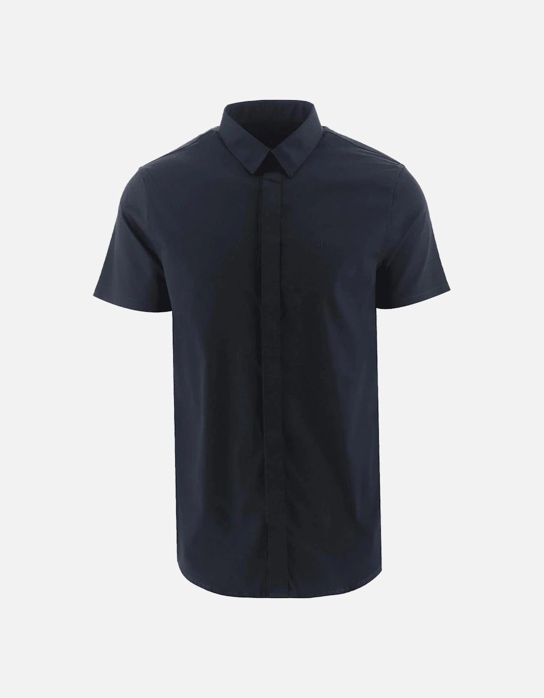 Woven Navy Button Up Short Sleeve Shirt, 4 of 3