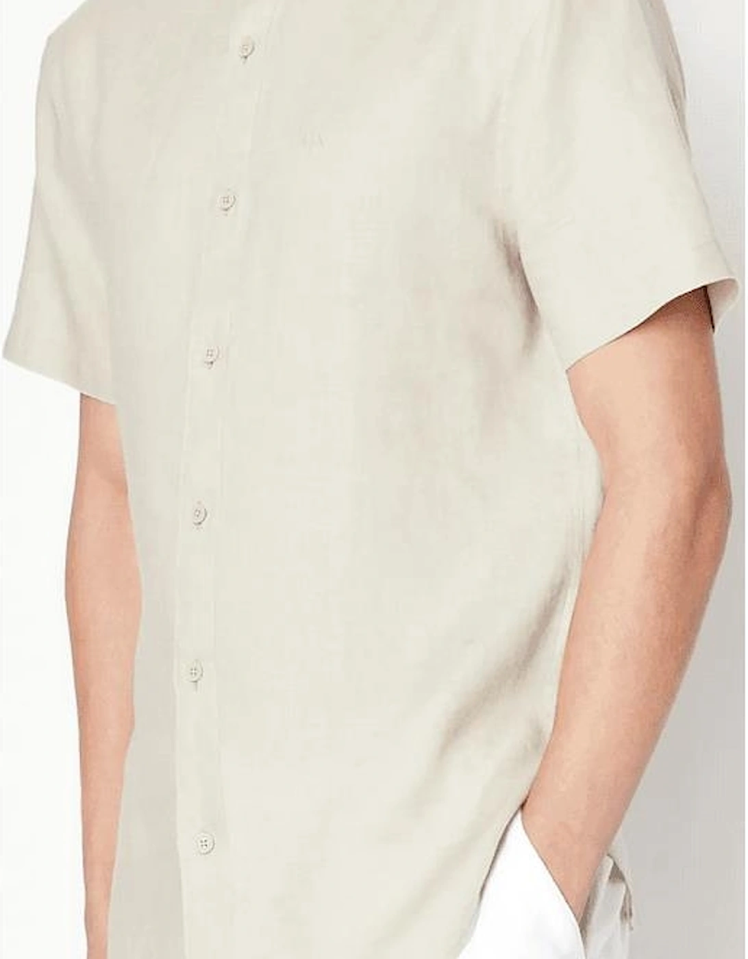 Linen Short Sleeve Beige Shirt