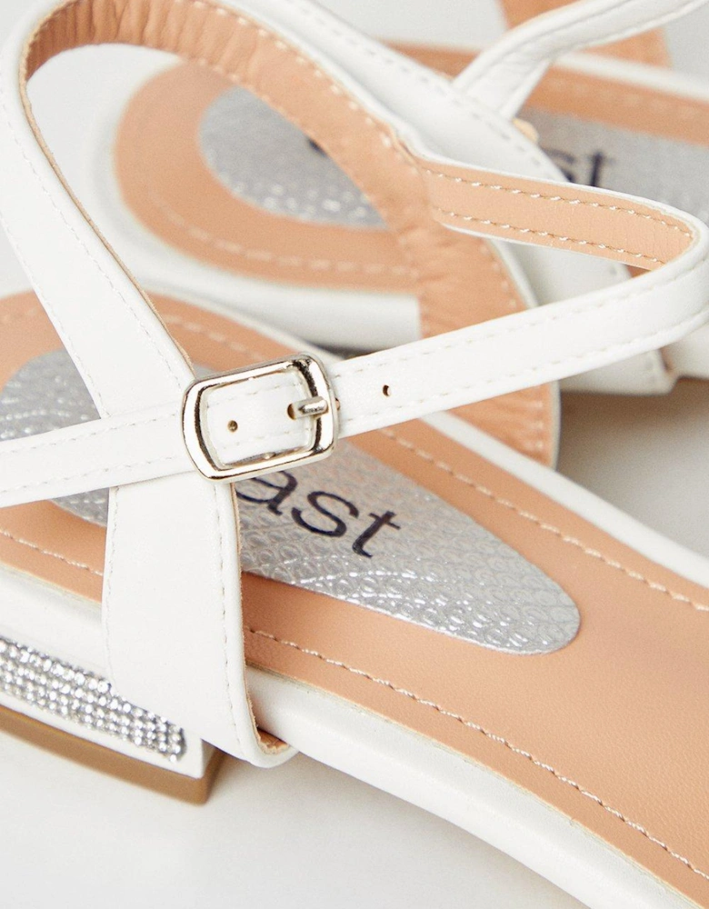 Kiki Diamante Embellished Heel Flat Sandals