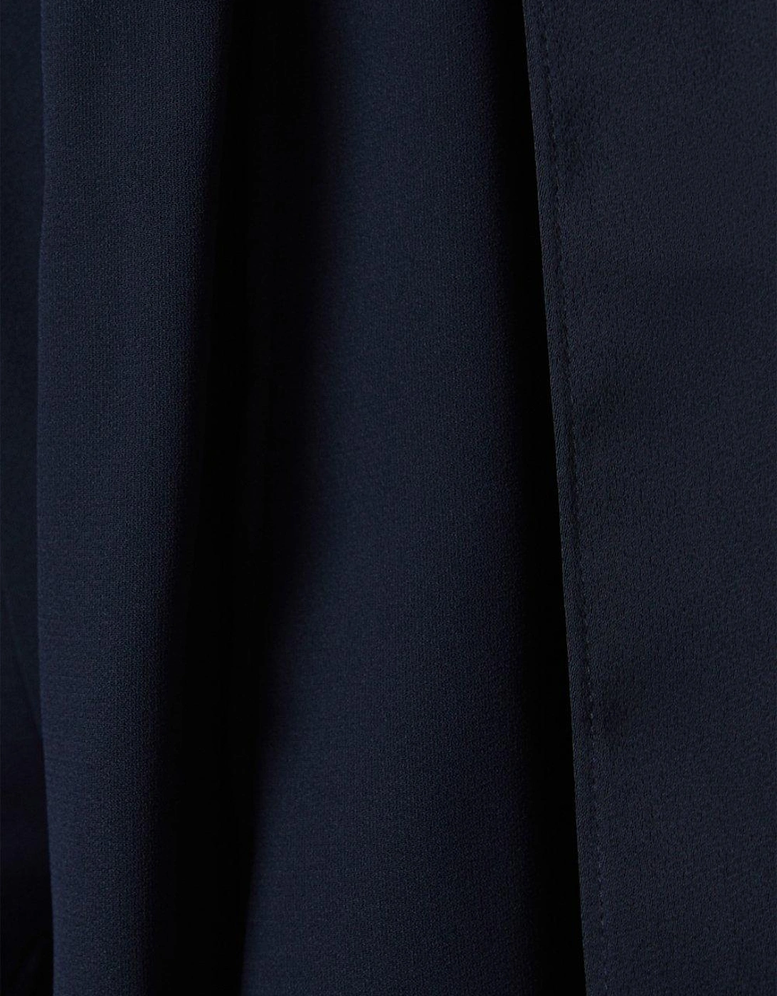 Satin Detail Wrap Bodice Tuxedo Jumpsuit