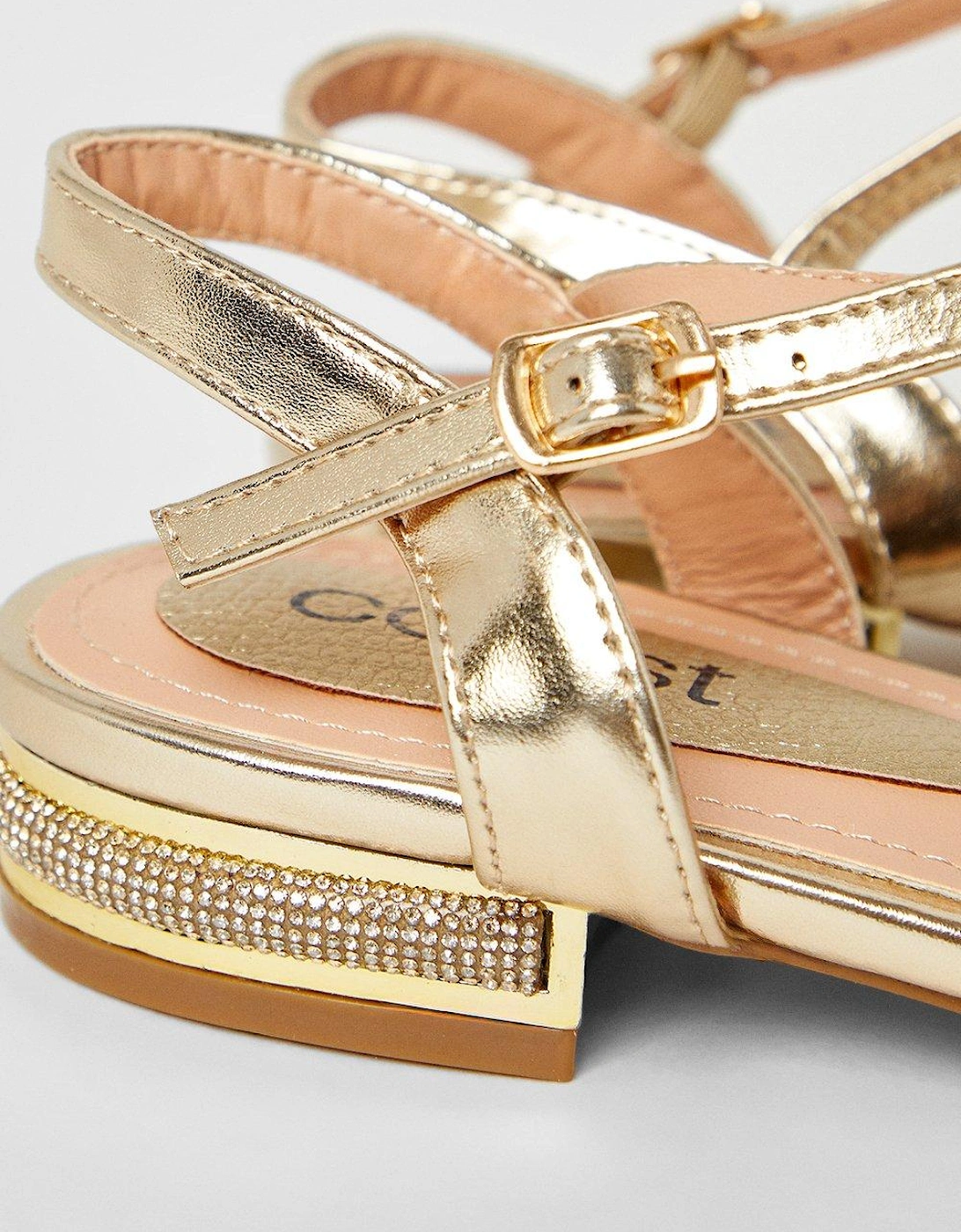 Kiki Diamante Embellished Heel Flat Sandals