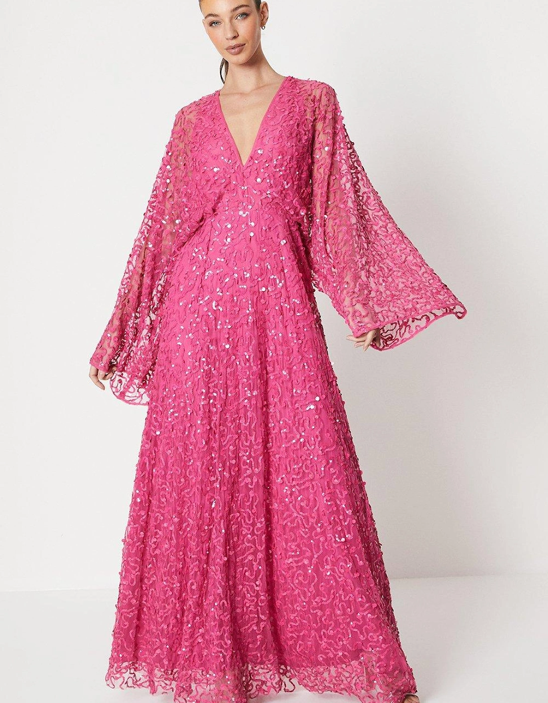 All Over Sequin Embellished Kimono Dress, 6 of 5