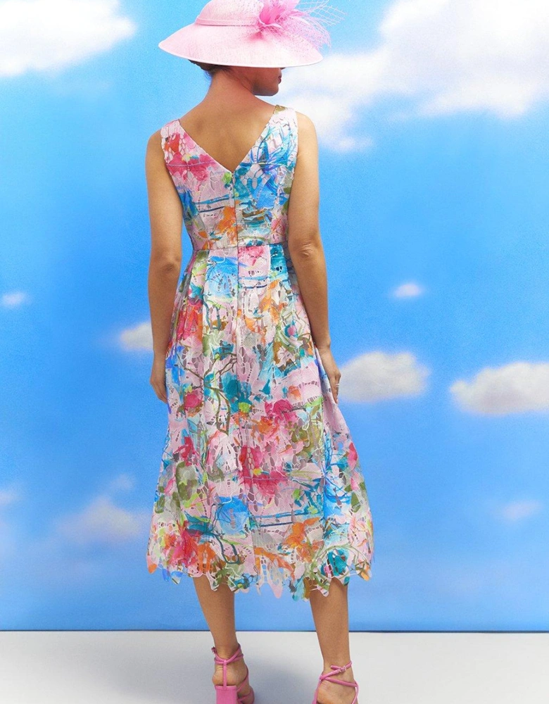 Lisa Tan Lace Midi Dress