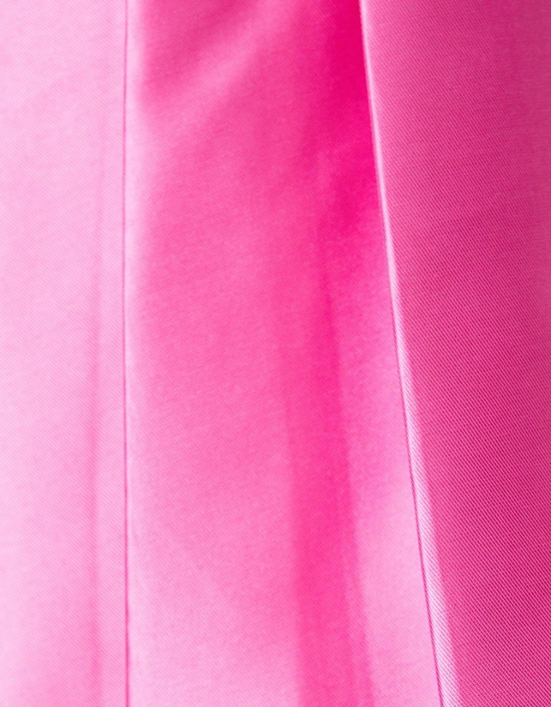Ruffle Detail Tiered Skirt Twill Midi Dress
