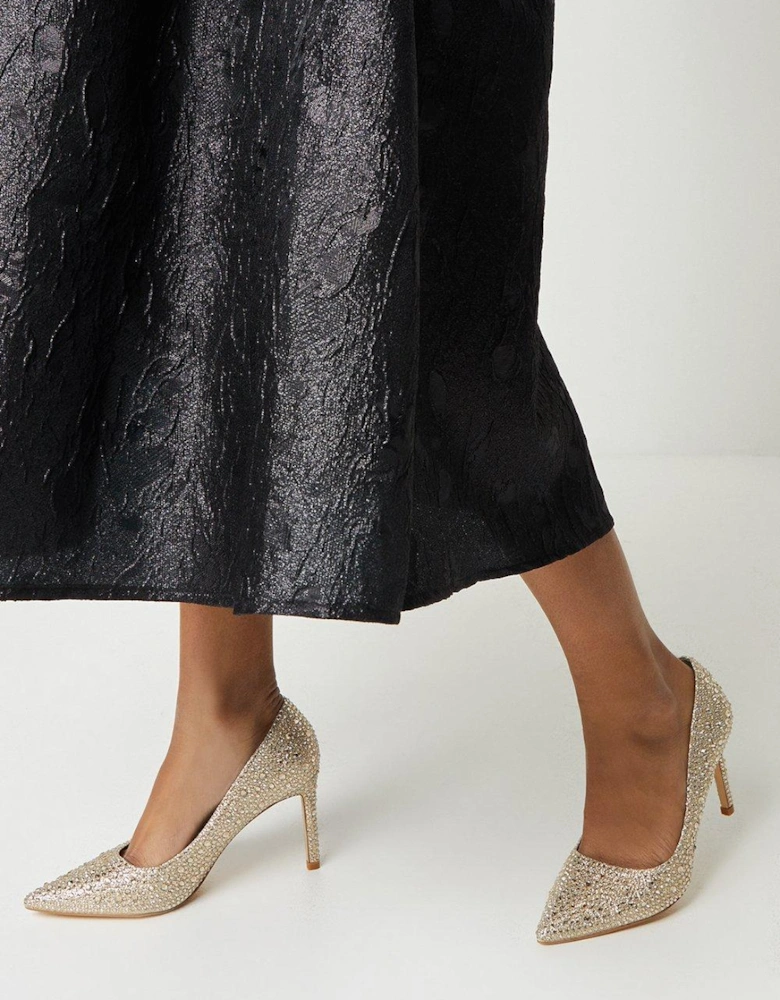 Sabrina Diamante Detail High Stiletto Pointed Court Shoes