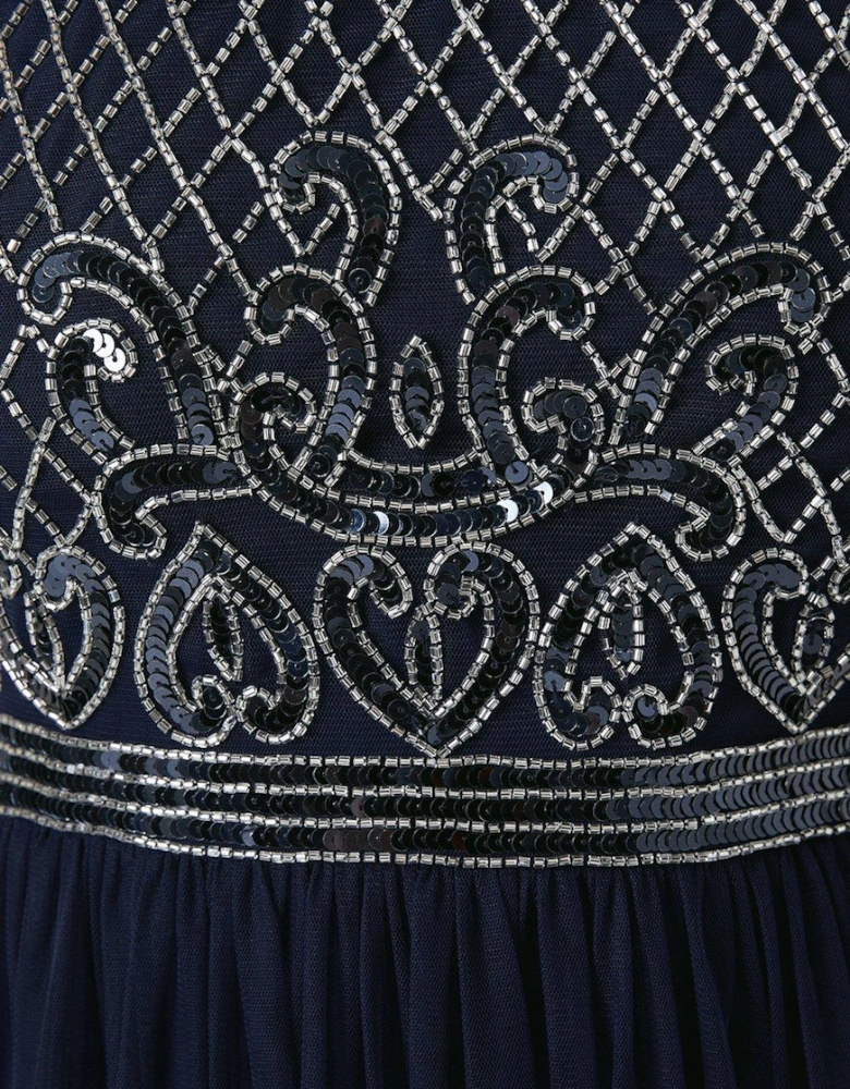 Baroque Embellished Halter Bridesmaids Dress