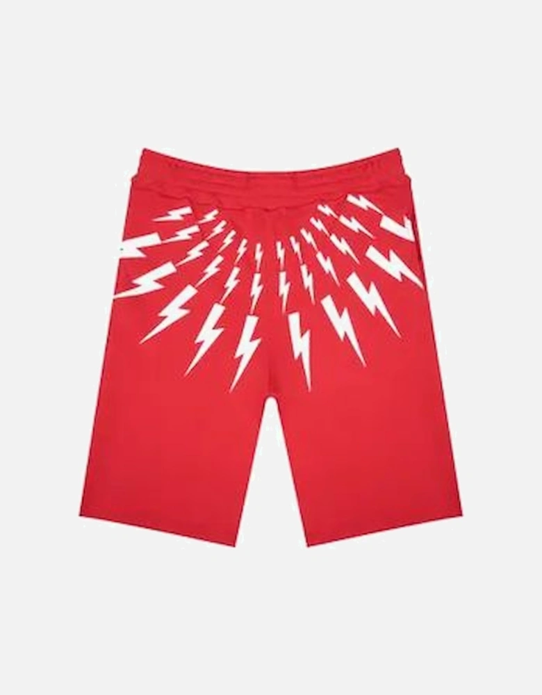 Boys Red Thunderbolt Jersey Shorts