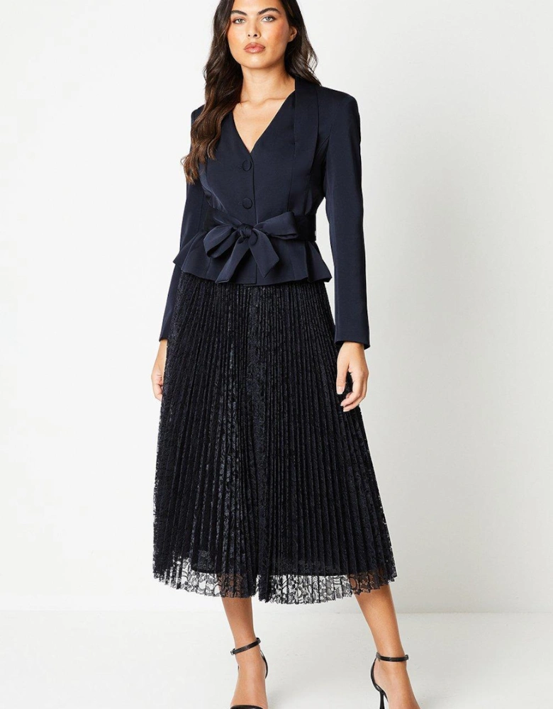 Pleated Lace Full Midi Skirt