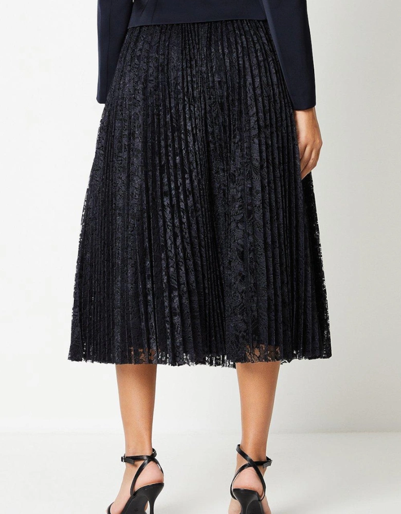 Pleated Lace Full Midi Skirt