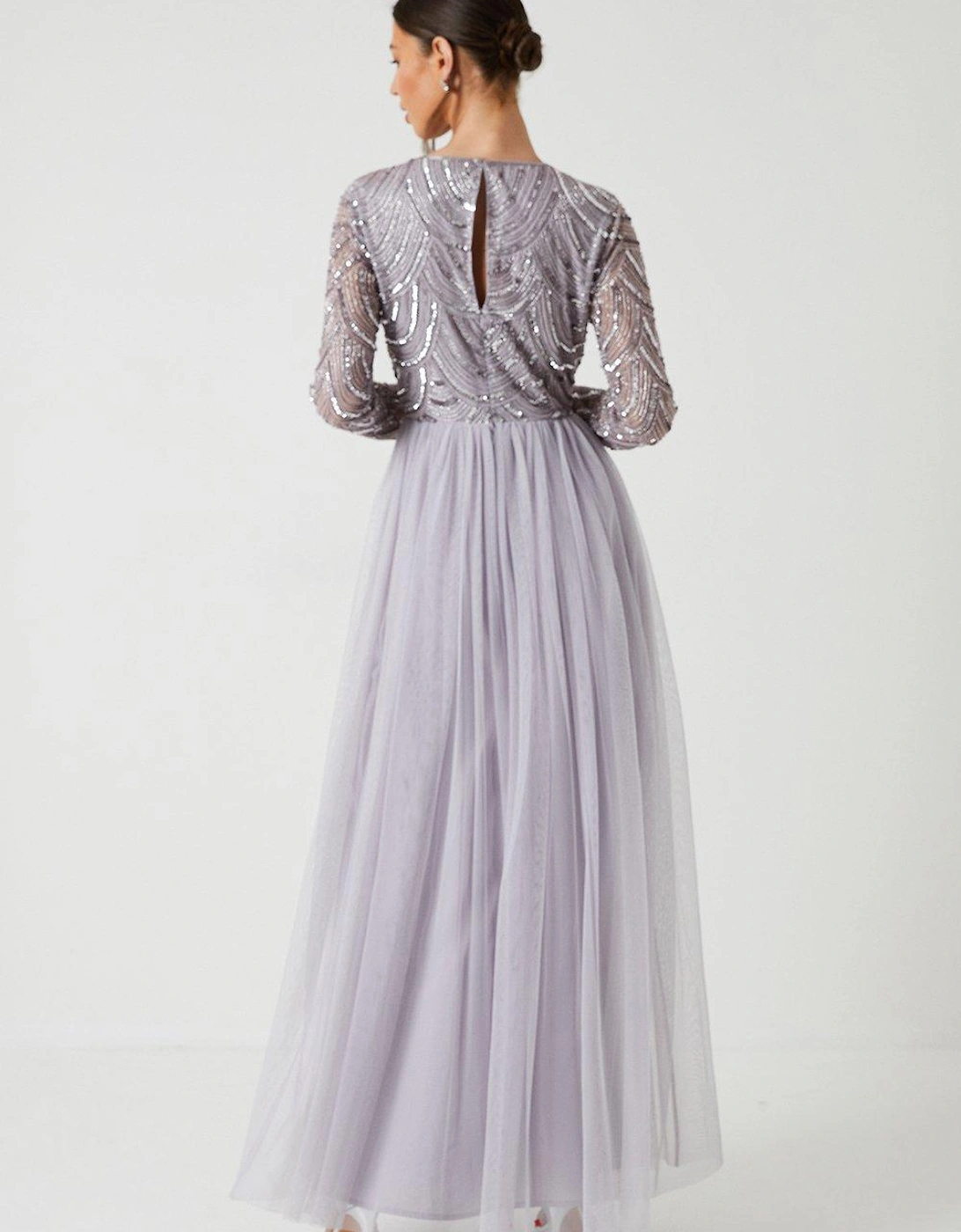 Art Deco Beaded Mesh Bridesmaids Dress