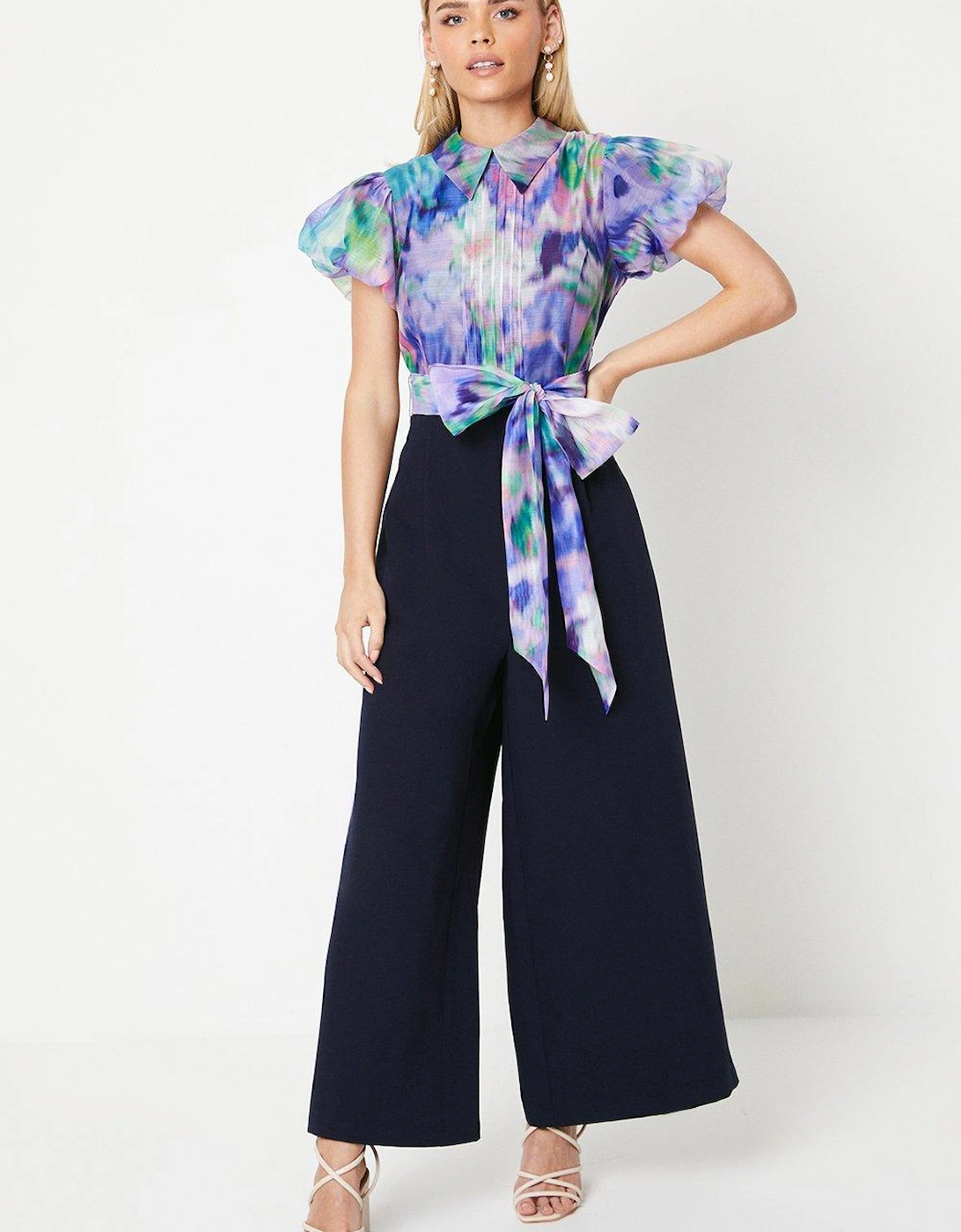 Petite Puff Sleeve Shirt Top Jumpsuit, 6 of 5