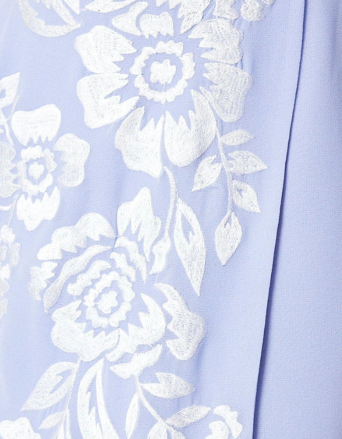 Floral Embroidered Kimono Sleeve Wrap Dress