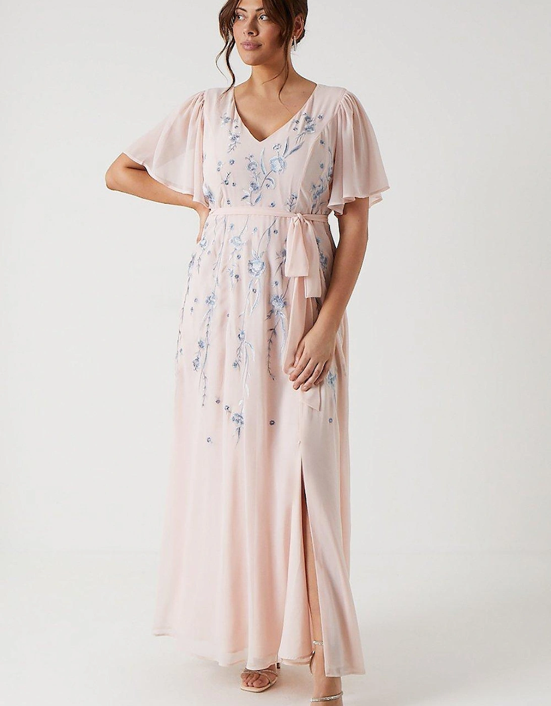 Plus Size Premium Floral Embroidered Bridesmaids Maxi Dress, 6 of 5