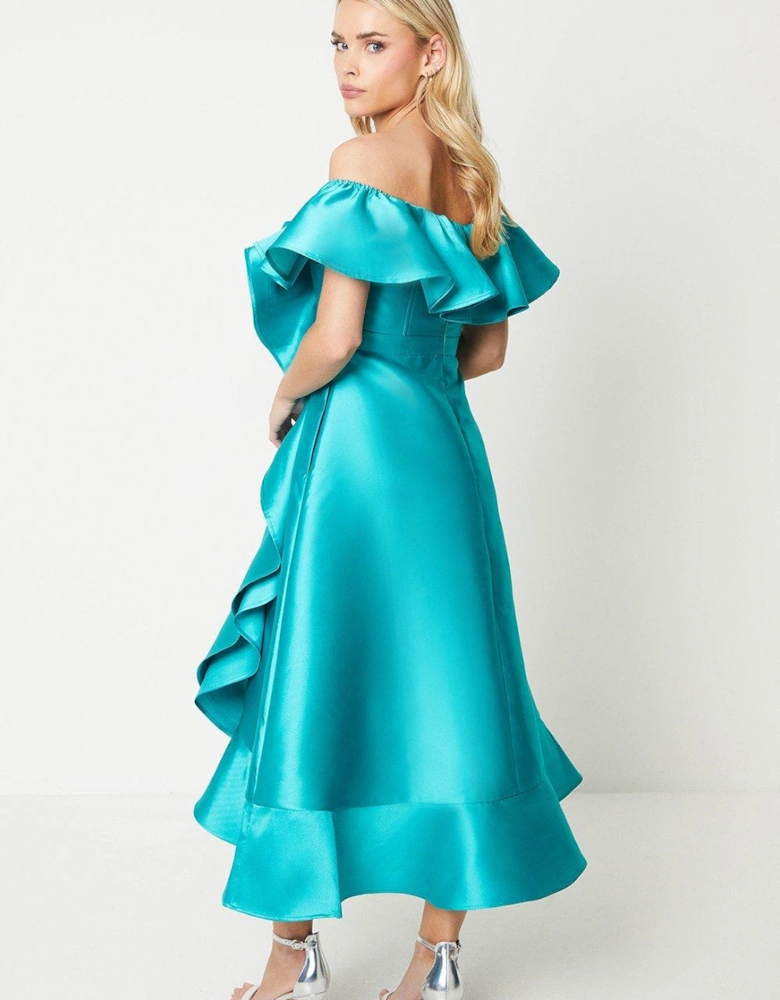 Petite Twill Bardot Fit & Flare Midi Dress