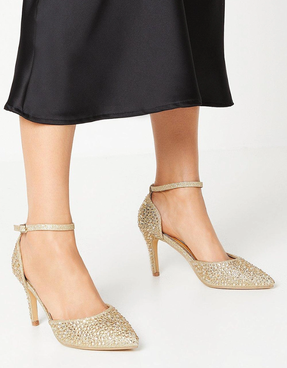 Sarina Diamante Glitter Open High Stiletto Heeled Court Shoes, 5 of 4