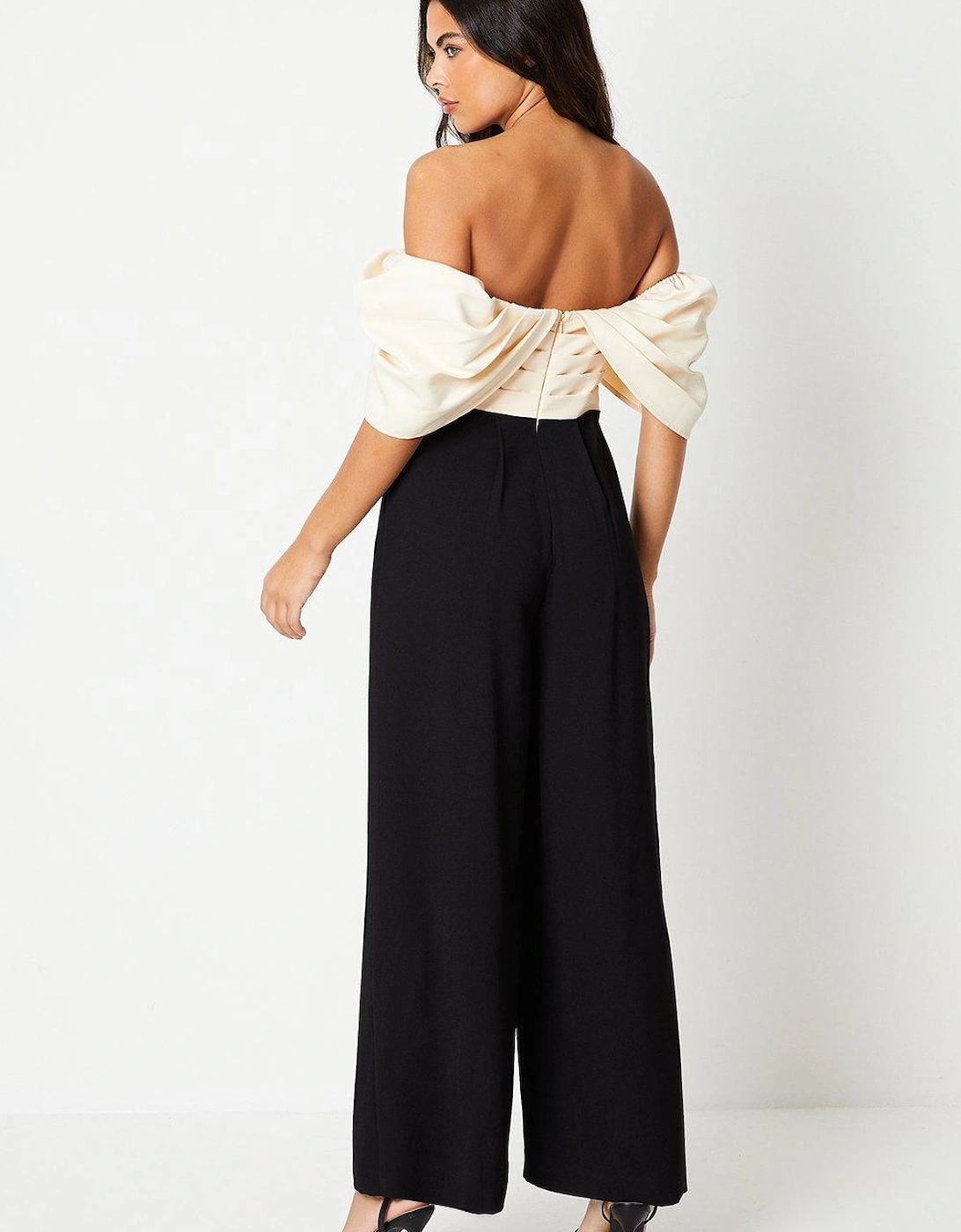 Bardot Jumpsuit With Pleated Bodice