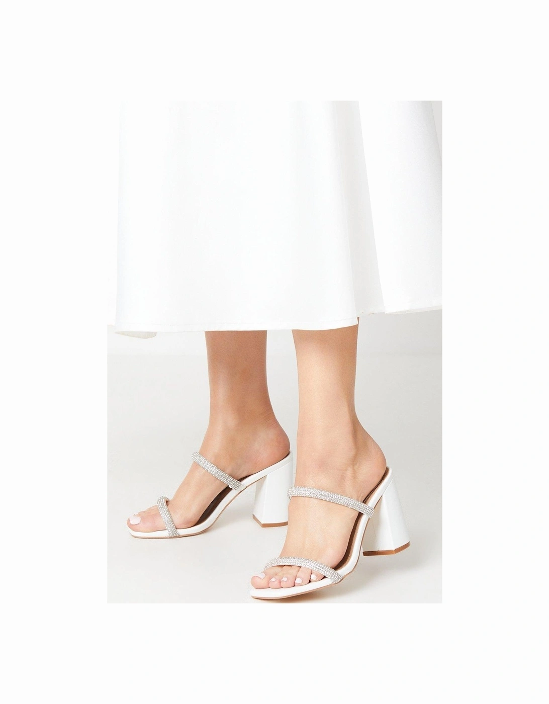 Tyla Bridal Diamante Slip-on High Block Heeled Sandals, 5 of 4