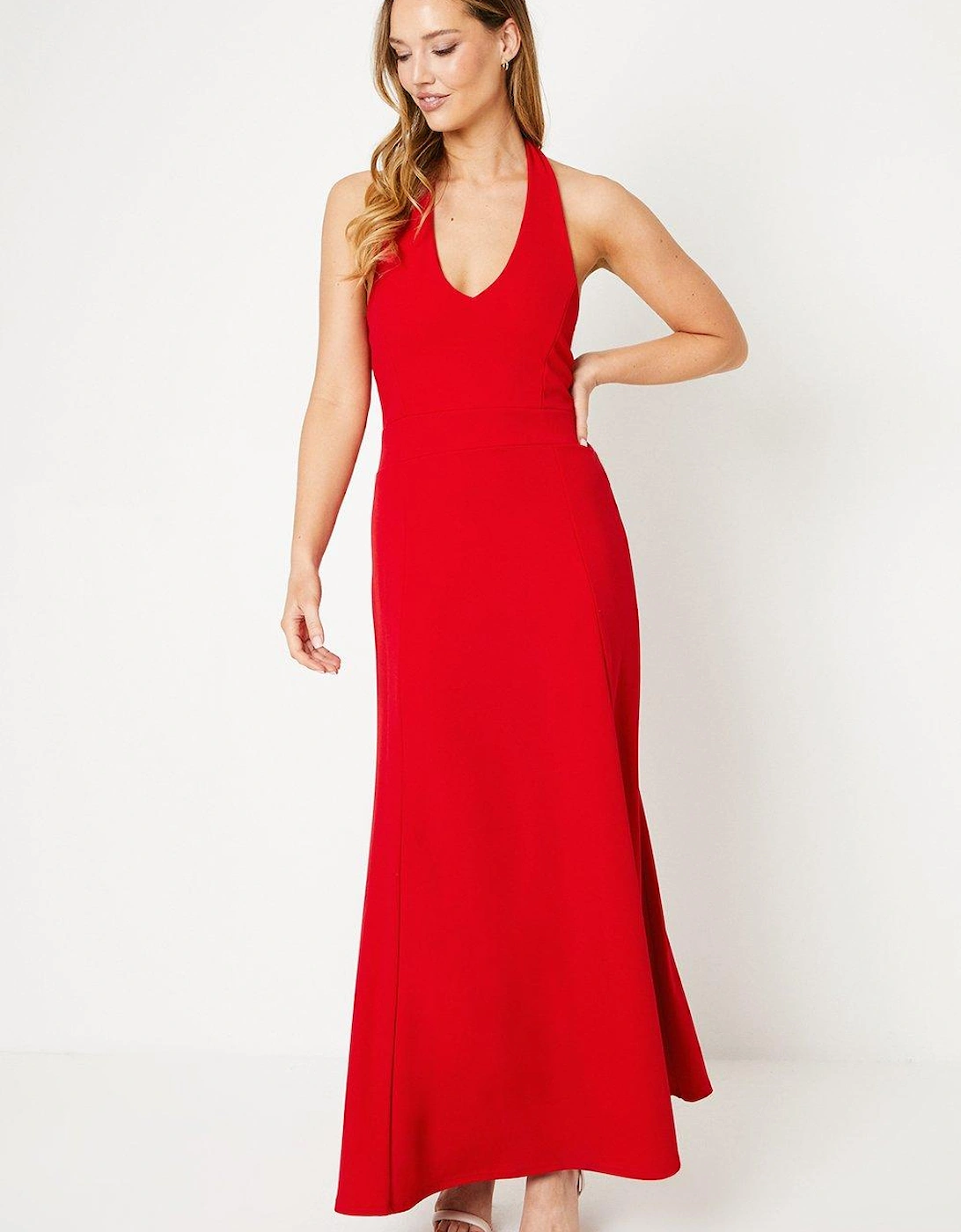 Plunge Stretch Crepe Gown, 6 of 5