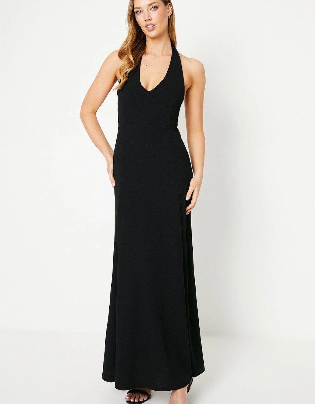 Plunge Stretch Crepe Gown, 6 of 5