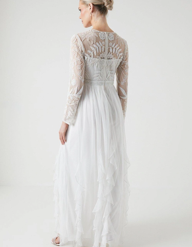 Ruffle Mesh And Embellished Wedding Dress