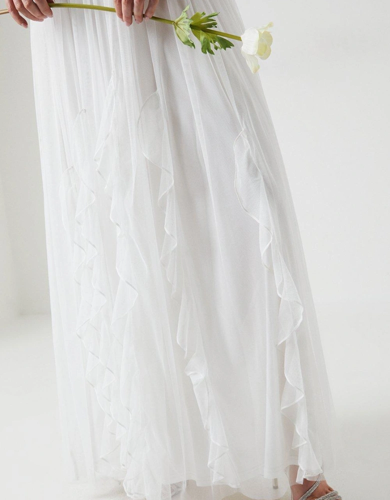 Ruffle Mesh And Embellished Wedding Dress