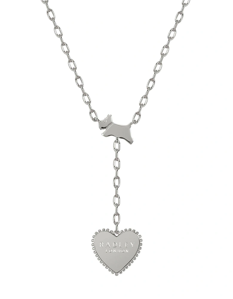 Ladies Silver Plated Drop Bobble Heart Necklace