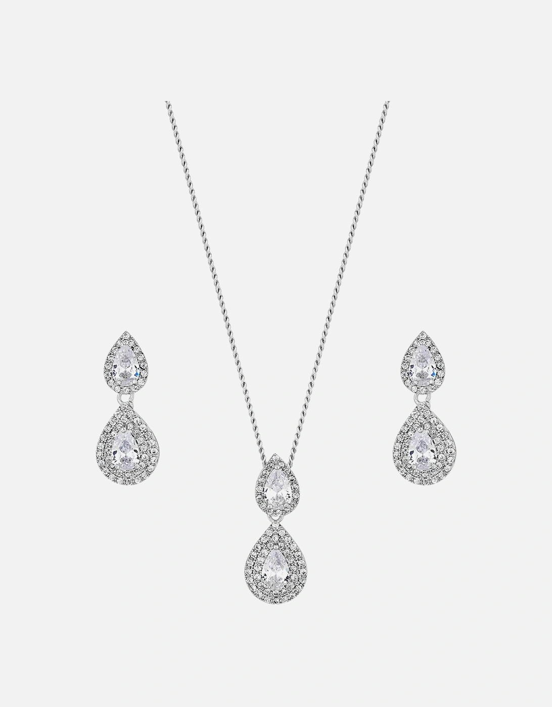 Double Pear Drop Pendant and Earring Set