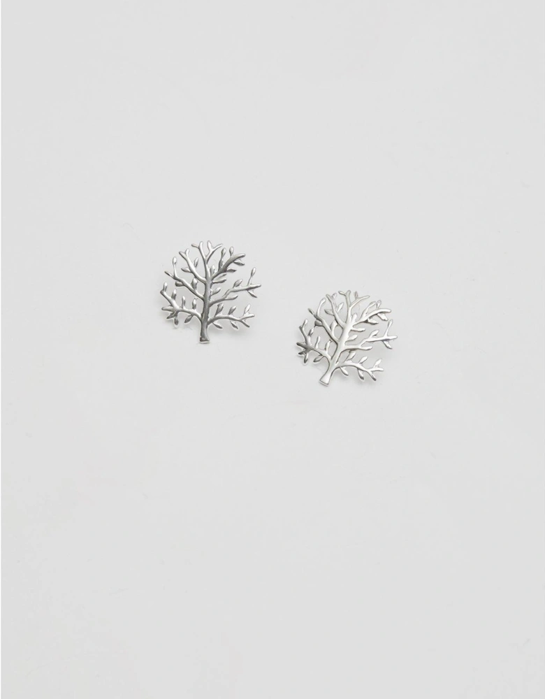 Sterling Silver 925 Tree of Love Stud Earrings