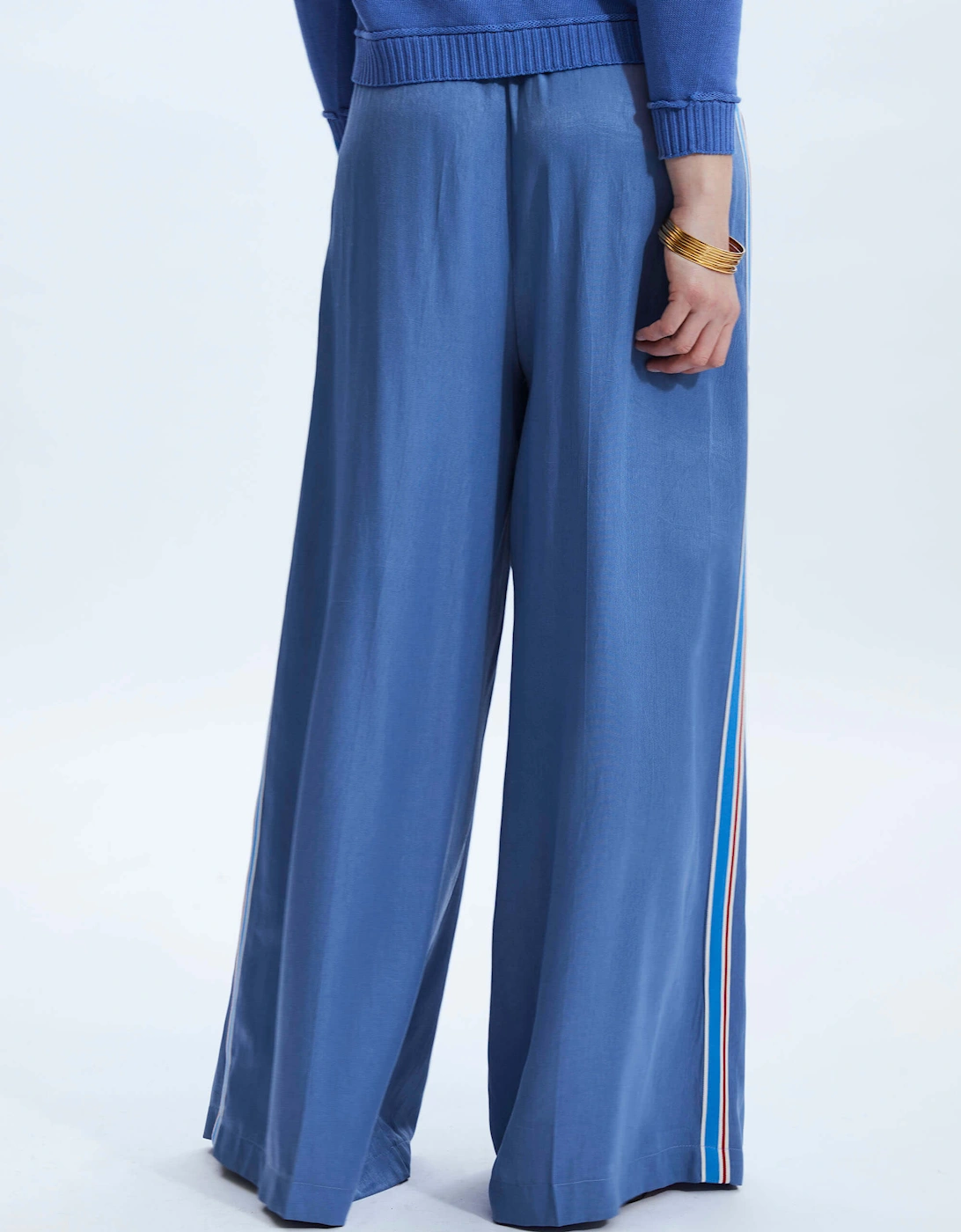 Side Stripe Wide Leg Trousers Denim